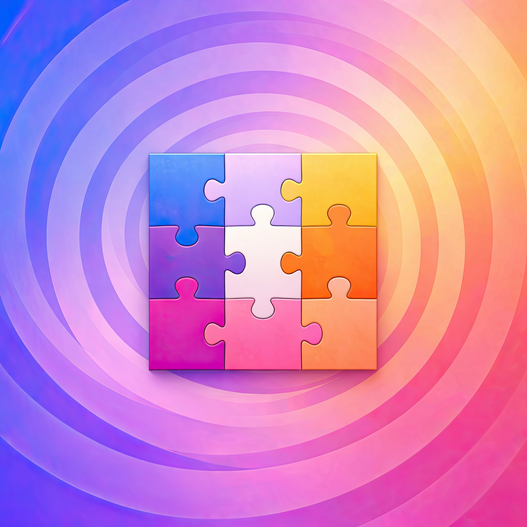 Kolorowe puzzle na gradientowym, kolorowym tle